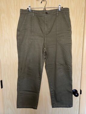 L.L. Bean Olive Straight-Leg Utility Thick Canvas Pants